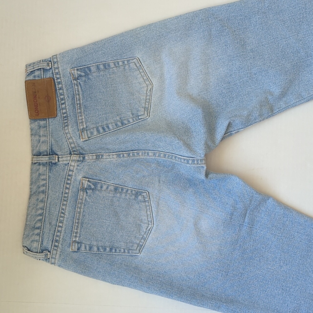 Vtg. London Jean Asian Dragon Embroidered High Rise Cropped Mom Jeans 10 Blue - Picture 8 of 13